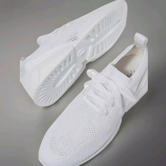Giorgio Armani Womens White lace-up fabric sneakers w leather details Wms US 10 - Picture 6 of 8